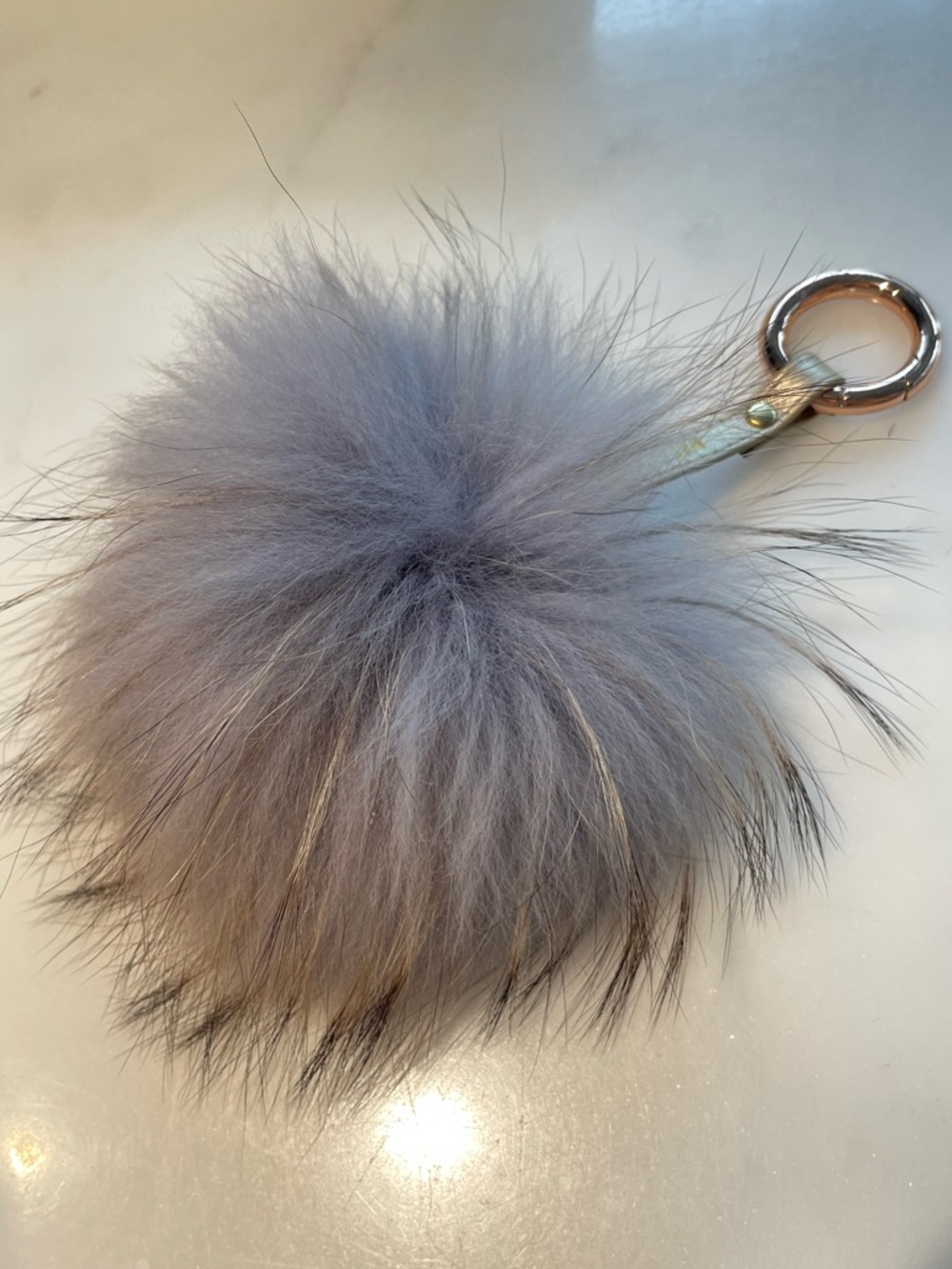 JVH Fluffy Fur Gray Pom Pom Keychain